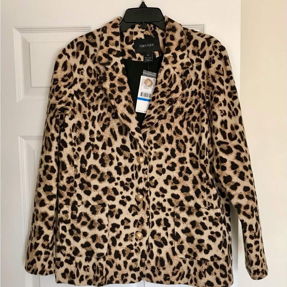 NWT Karen Kane Leopard Print Blazer,  XL